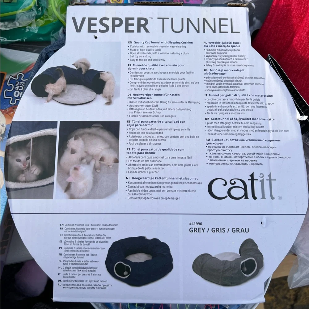 Catit Vesper Cat Tunnel with Soft Cushion. Blue. NEW